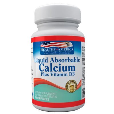 Calcio Liquido Absorbible+Vitamina D3 x100 softgels Healthy America